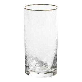 Negroni Hammered Highball Glass w/ Gold Rim, Set of 4 For Sale