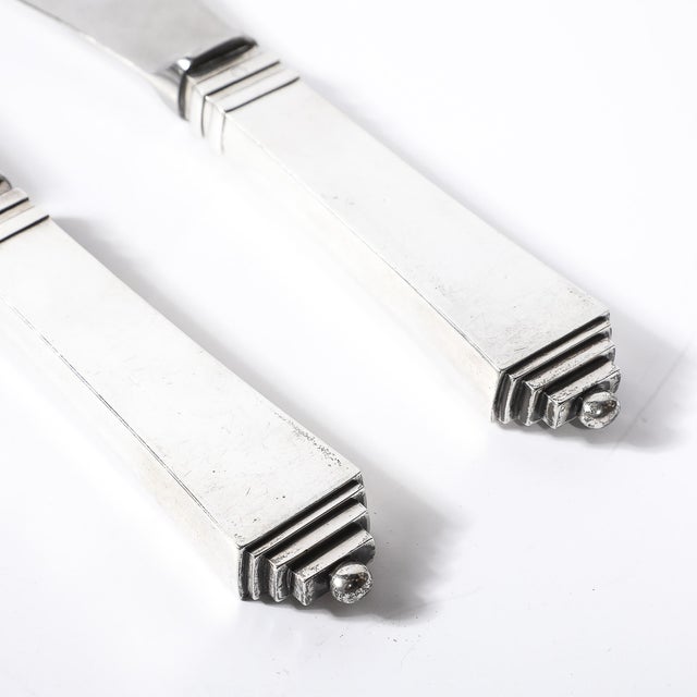 Art Deco Skyscraper Style Sterling Silver Carving Set Signed Georg Jensen For Sale - Image 14 of 17