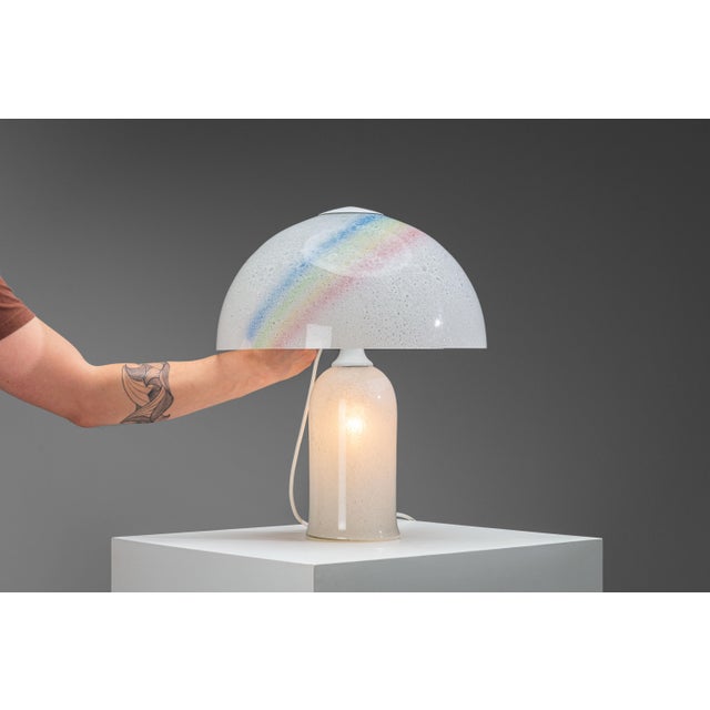 Table Lamp in Bubble Glass with Rainbow Coloured Details from Doria Leuchten, 1970s For Sale - Image 10 of 18