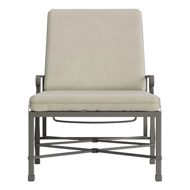 Brown Jordan Venetian Adjustable Chaise With Wheels, Mica frame with Fusion Meadow fabric For Sale