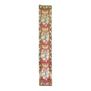 Narrow Floral Turkish Red Large Flower Turkish 20th Century Wool Runner For Sale