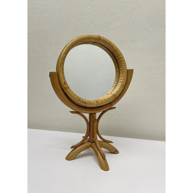 Bamboo and Rattan Tabletop Vanity Mirror, 1970s For Sale - Image 15 of 16