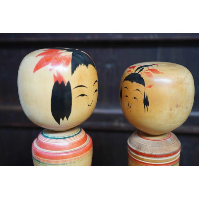 Vintage Traditional Narugo Kokeshi by Yusa Fukuju and Sakurai Shoji, Japan, 1950s, Set of 2 For Sale - Image 4 of 8