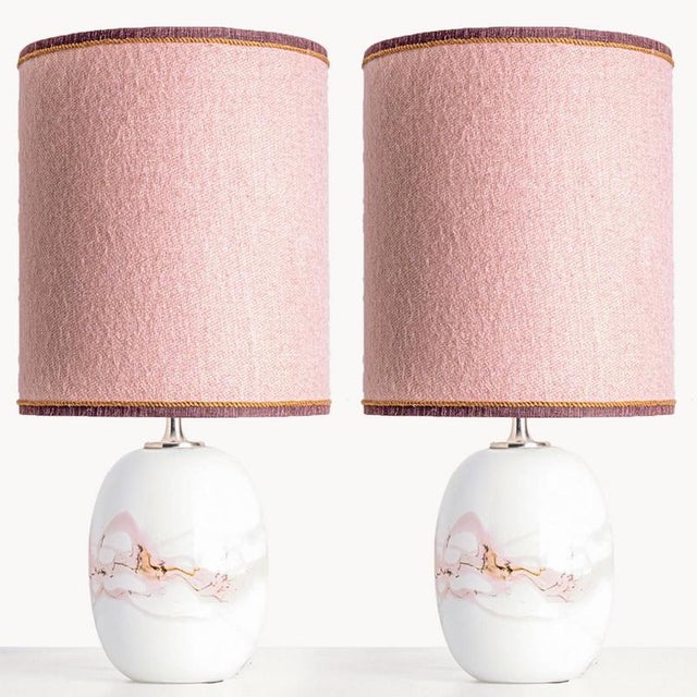 White and Pink Glass Table Lamps from Holmegaard, 1970, Set of 2 For Sale - Image 13 of 13