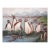 Mid 20th Century Surreal Penguins and Ufo Watercolor Painting For Sale