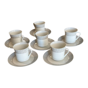 Mid 20th Century KPM Bavaria Porcelain Demitasse Cups & Saucers- Set of 6