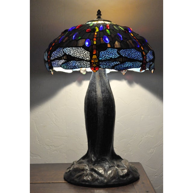 Table Lamp by H Javaux in the Style of Tiffany For Sale - Image 5 of 13