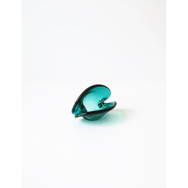 Italian Modern Murano Emerald Green Art Glass Seashell Dish For Sale - Image 9 of 13