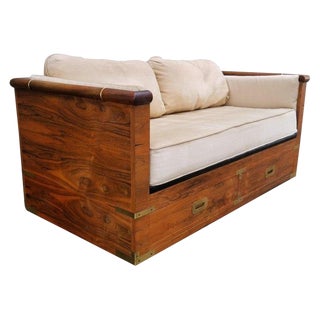 Marge Carson Campaign Style Rosewood Sofa or Loveseat For Sale