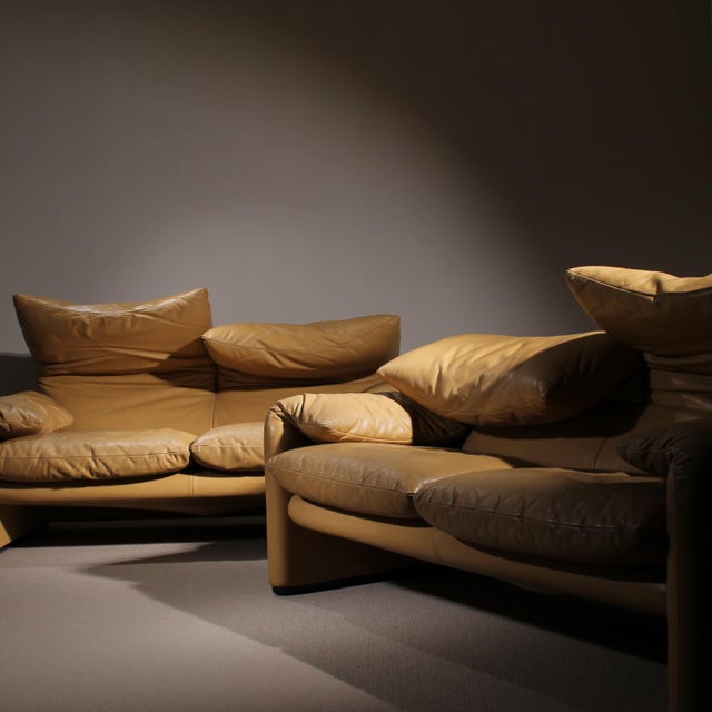 Maralunga Seating Group in Leather by Vico Magistretti for Cassina, Italy, 1973, Set of 3 For Sale - Image 3 of 18