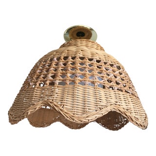 Natural Wicker Semi-Flush Light For Sale