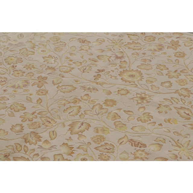 Rug & Kilim’s Tudor Style Rug in White With Beige-Brown Floral Patterns For Sale In New York - Image 6 of 9