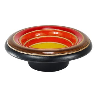 Mid-Century Stripe Ceramic Centerpiece Bowl attributed to Bitossi for Bitossi, Italy, 1960s For Sale