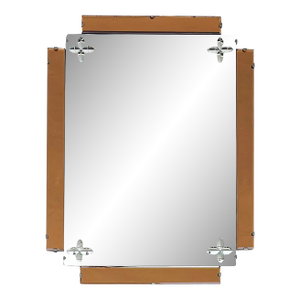1940s Art Deco Wheel Cut Mirror With Peach Mirrored Panels