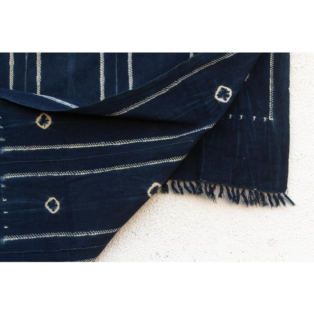 Vintage African Mossi "Koupela Night" Indigo Throw For Sale - Image 4 of 5