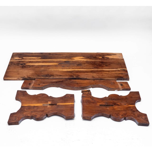 Vintage English Yew Wood Trestle Dining Table, 1960s For Sale - Image 14 of 15