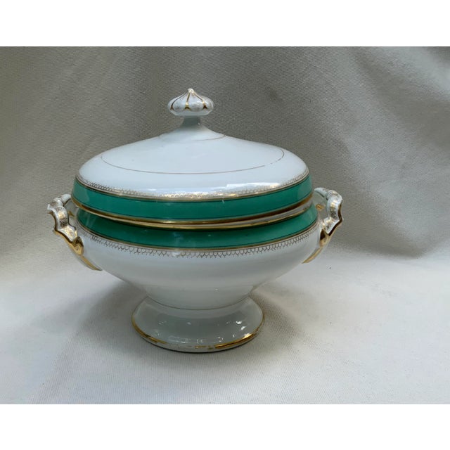 19th Century French Porcelain Large Tureen W/Turquoise & Gilt Detail For Sale - Image 9 of 18