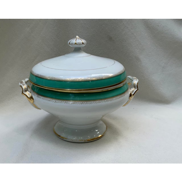 19th Century French Porcelain Soup Tureen With Turquoise & Gilt Detail For Sale - Image 9 of 18