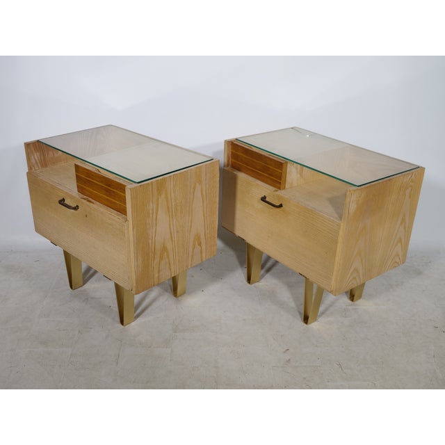 Mid-Century Wooden Nightstands with Metal Legs, 1960s, Set of 2 For Sale - Image 10 of 14