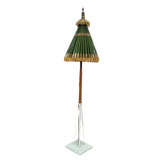Indonesian Parasol in Wallpaper, Wood and Wool, 1950s For Sale