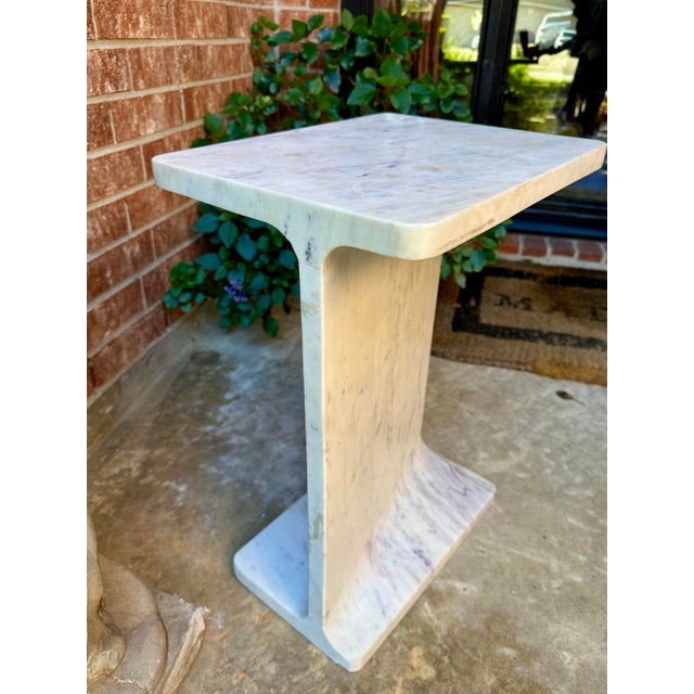 Stone Vintage Modern Solid Italian Marble Side Table For Sale - Image 7 of 8