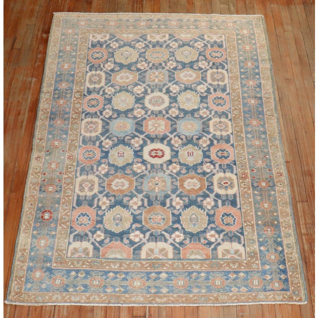 Blue Antique Zabihi Collection Persian Decorative Blue Rug For Sale - Image 8 of 8