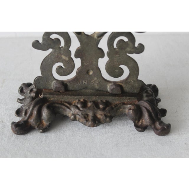 Dark Gray Vintage Ornate Victorian Style Cast Iron Adjustable Vanity Tabletop Mirror Mid-Century For Sale - Image 8 of 10