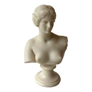 Vintage Greco-Roman Goddess Bust Head Alabaster Sculpture For Sale