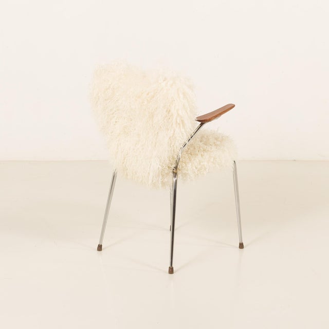 1950s Mid-Century Long Hair Sheepskin Chair, Denmark, 1950s For Sale - Image 5 of 14