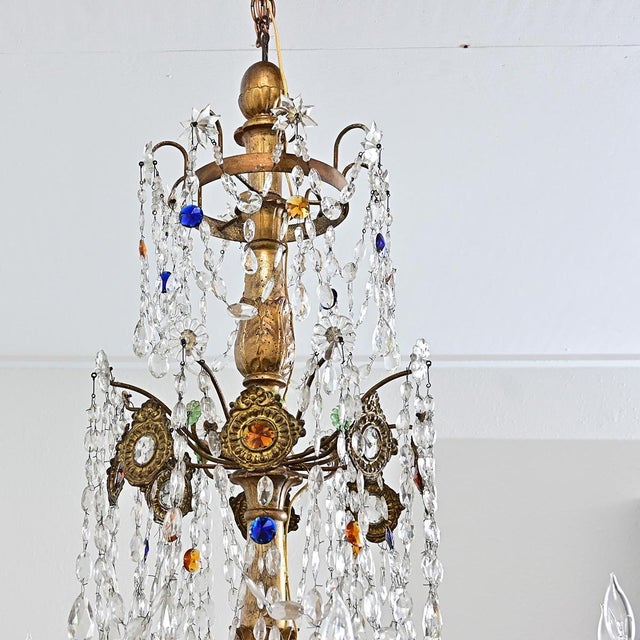 Italian 18th Century Massive Giltwood and Crystal Chandelier For Sale - Image 9 of 18
