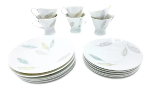 Mid-Century Modern Raymond Loewy Rosenthal Porcelain Moving Leaves Tea Service Set - 18 Pieces