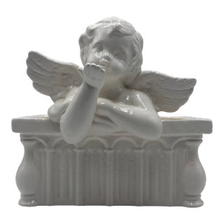 Vintage Ivory Cherub Floral Planter/Vessel For Sale