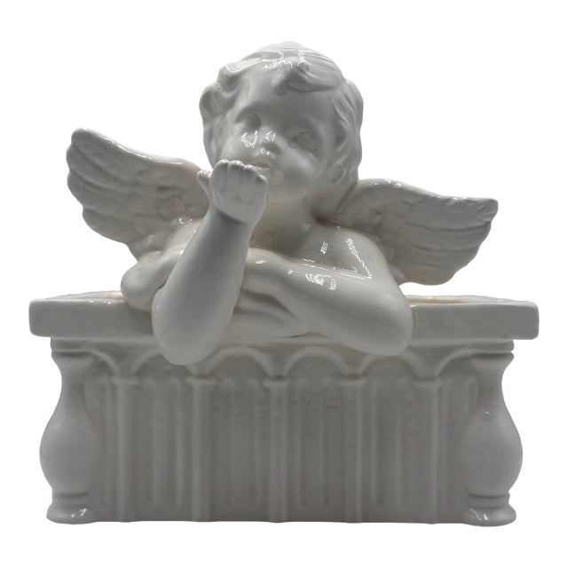 Vintage Ivory Cherub Floral Planter/Vessel For Sale