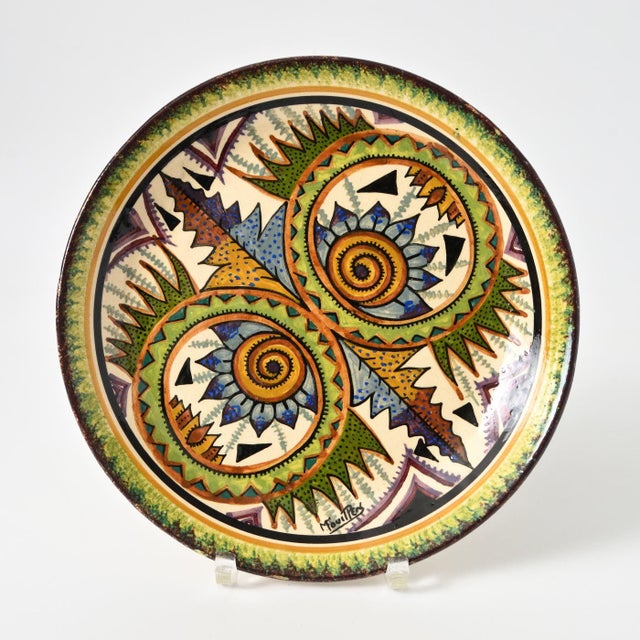 Hand-Painted Decorative Plate by Maurice Fouillen for Quimper, 1950s For Sale - Image 6 of 7