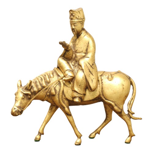 Chinese Bronze Scholar Riding a Horse Incense Burner Sculpture