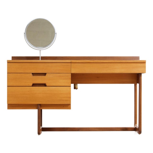 Small Mid Century Teak Desk Vanity by Gunther Hoffstead for Uniflex For Sale