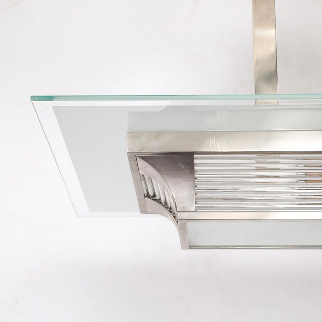 Art Deco Machine Age Silvered Bronze & Glass Rod Chandelier by Petitot For Sale - Image 15 of 15