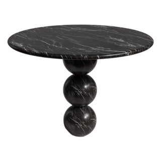 Cess Alexander Black Marble Round Dining Table 35.4" For Sale