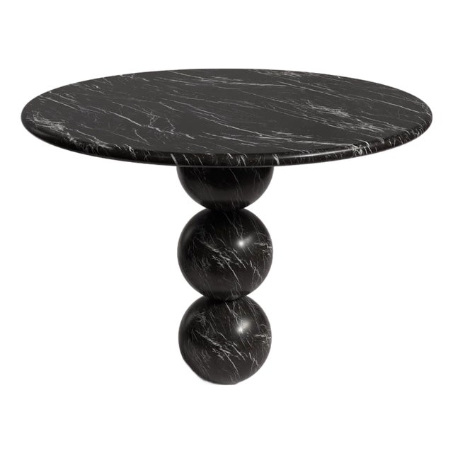 Cess Alexander Black Marble Round Dining Table 35.4" For Sale