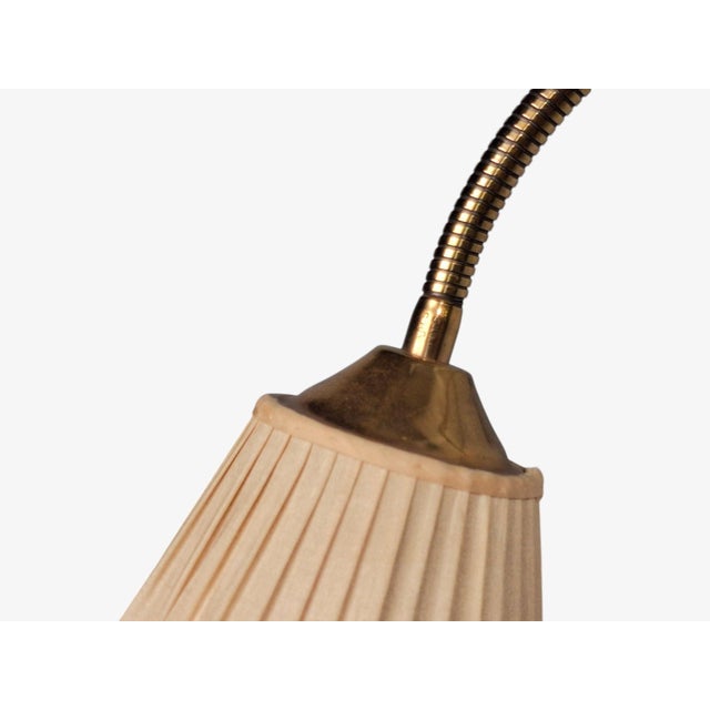 1950s Mid-Century Modern Ajh, Swedish Modern, Adjustable Wall Light, Brass, Pleated Fabric For Sale - Image 11 of 14