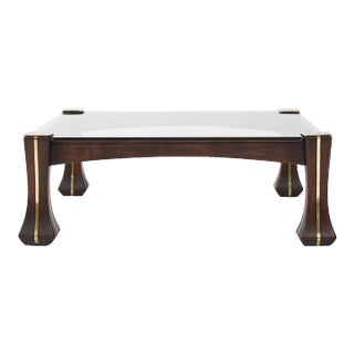 Luciano Frigerio Mahogany and Brass "Ussaro" Coffee Table, C. 1970s For Sale