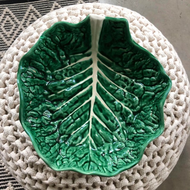 Mid 20th Century Secla Green Cabbageware Large Serving Dish For Sale In Houston - Image 6 of 9