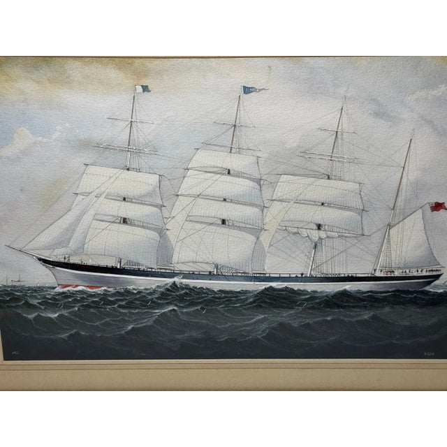 Late 19th Century British Marine Painting of the Four-Masted Barque Sindia, in the Manner of Richard Henry Neville-Cumming...