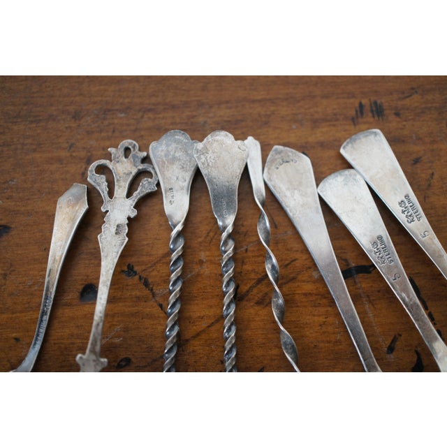 Antique Assorted Twisted Sterling Silver Salt Mustard Spoons 25g- Set of 8 For Sale - Image 9 of 12