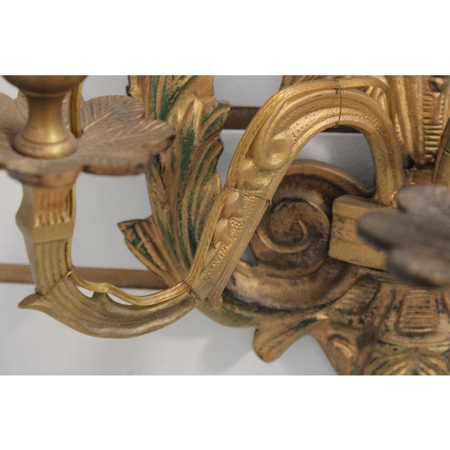 Metal Pair of Vintage Italian Renaissance Electric Bronze Wall Sconces For Sale - Image 7 of 13