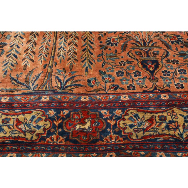 Late 19th Century Antique Kashan Beige and Red Wool Persian Rug For Sale - Image 5 of 6