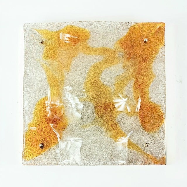 Stunning Murano glass flush mount/ceiling light by Toni Zuccheri for Mazzega (Italy, 1970s). Beautiful thick wavy Murano...