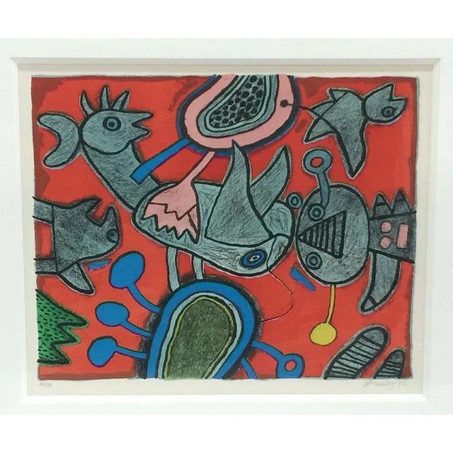 Corneille Lithograph, L'Ange descendu des astres II 61/200, 1992 Guillaume Cornelis van Beverloo (1922-2010) Litho in...