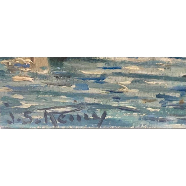 French Vintage Miniature Harbor Scene Painting of Paris, France With Eiffel Tower Signed j.s. Reilly For Sale - Image 3 of 7