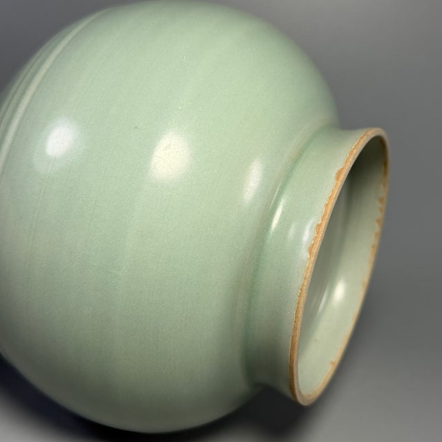 Ancient Chinese Longquan Celadon Ribbon Neck Vase | One of a Kind For Sale - Image 6 of 7